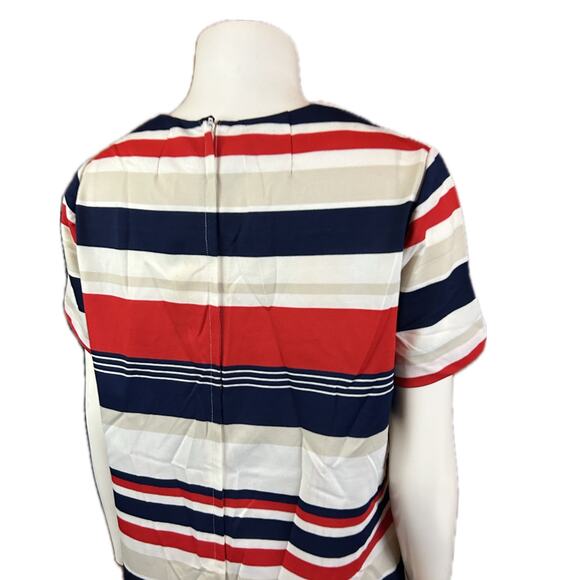 Vintage 1960s Red Stripe Shift Dress Short Sleeve / Women’s large * - Picture 4 of 4